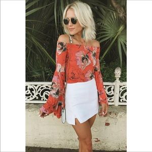 Free people floral flare arm top
